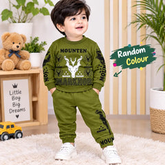 Winter 2 Pcs Boy's Fleece Printed Sweatshirt Tracksuit