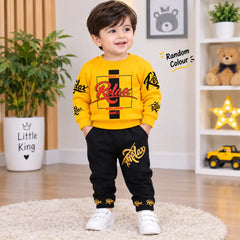 Winter 2 Pcs Boy's Fleece Printed Sweatshirt Tracksuit