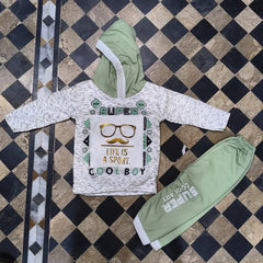 Winter 2 Pcs Boy's Fleece Printed Hoodie Tracksuit
