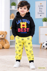 Winter 2 Pcs Boy's Fleece Printed Hoodie Tracksuit