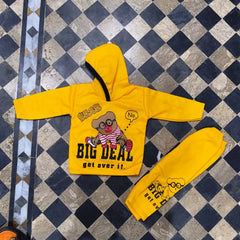 Winter 2 Pcs Boy's Fleece Printed Hoodie Tracksuit