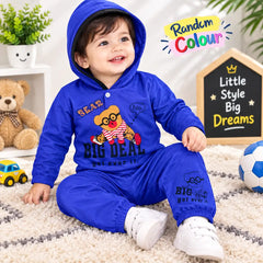 Winter 2 Pcs Boy's Fleece Printed Hoodie Tracksuit