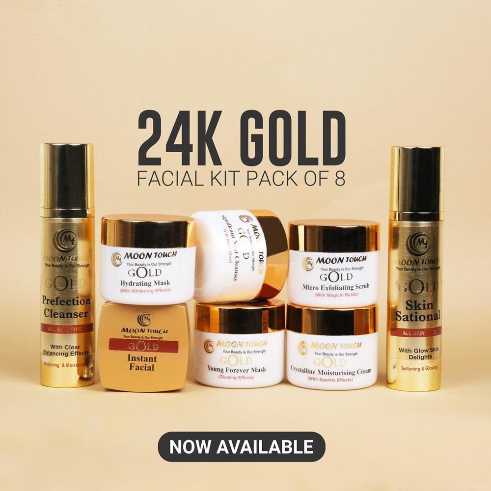Premium Gold Facial Kit with Free Hyaluronic Serum for All Skin Types