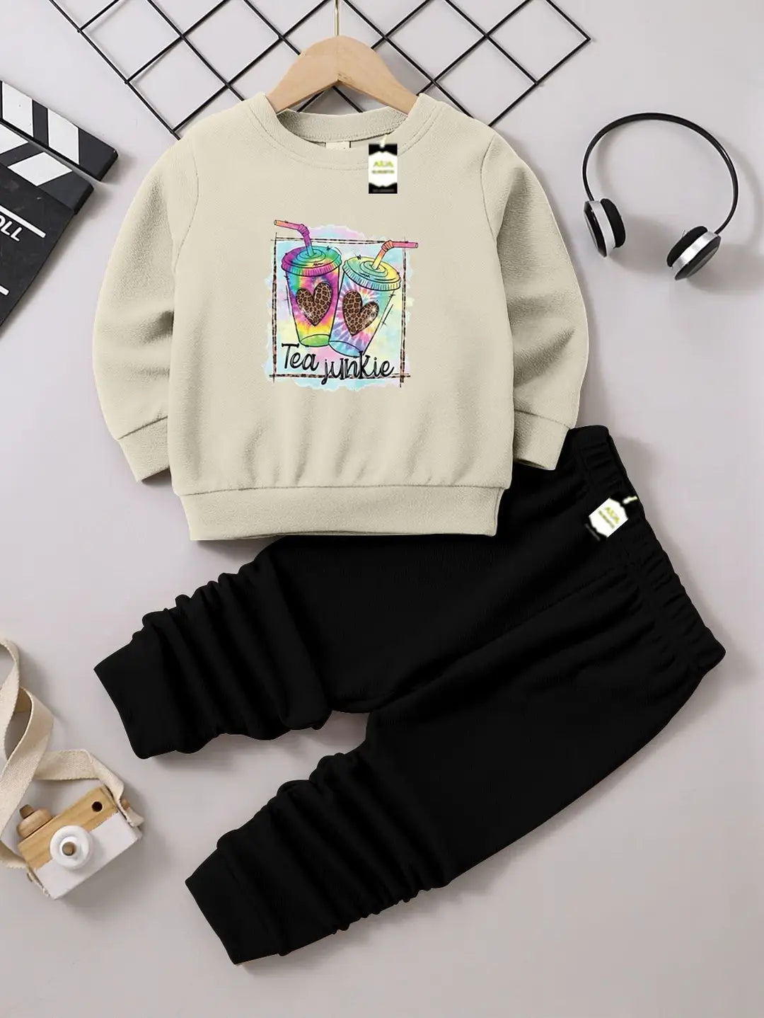 2 Pcs Boy's Fleece Printed Tracksuit
