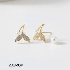 Korean Fish Tail Earrings Gold Plated Lightweight Comfortable