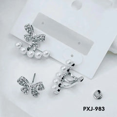 Bow Pearl Zircon Earrings Golden Silver Lightweight