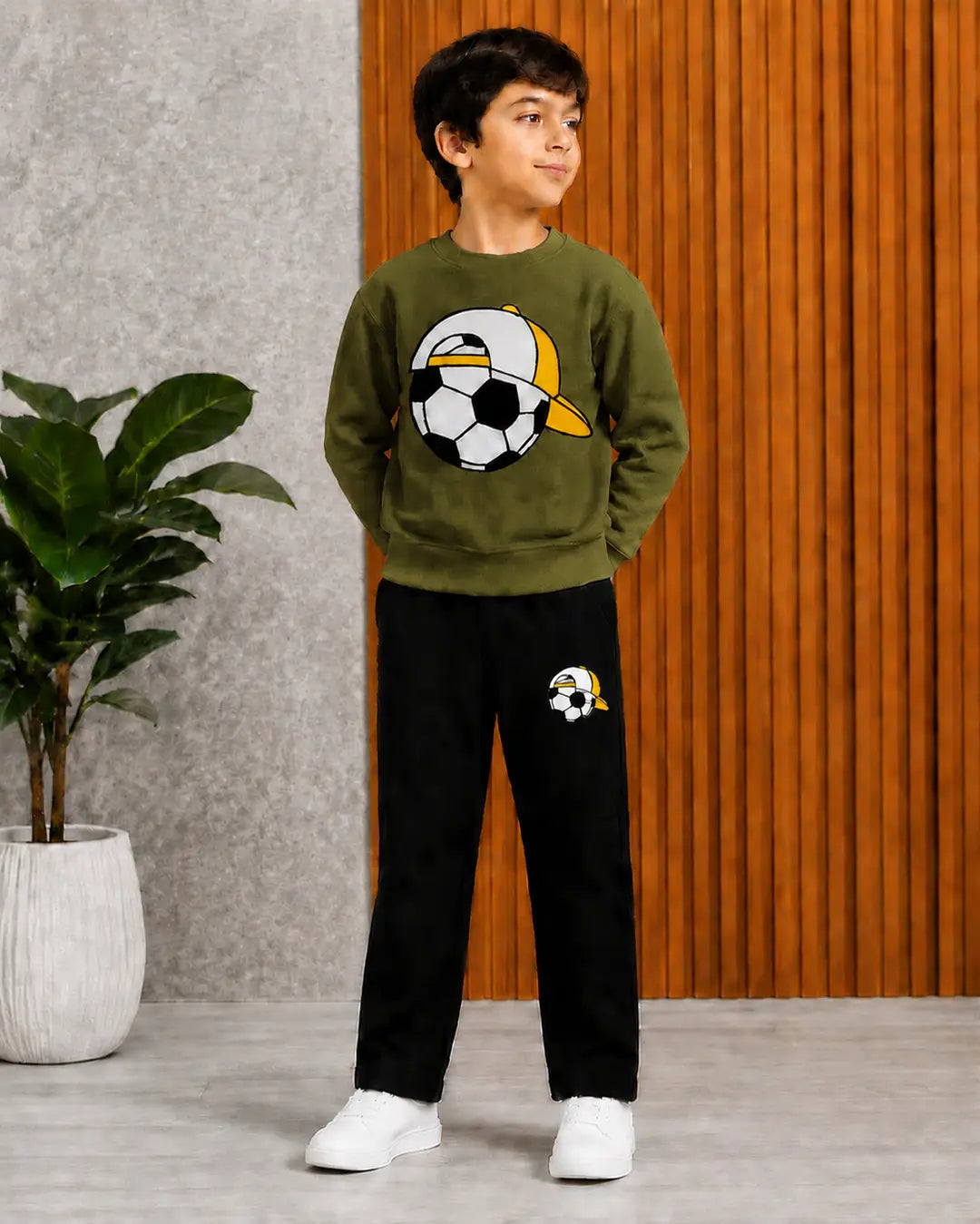 2 Pcs Boy's Cotton Fleece Printed Tracksuit