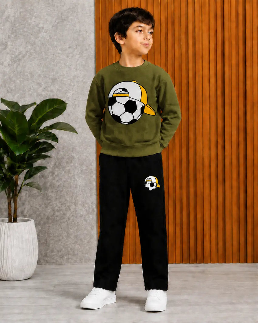 2 Pcs Boy's Cotton Fleece Printed Tracksuit