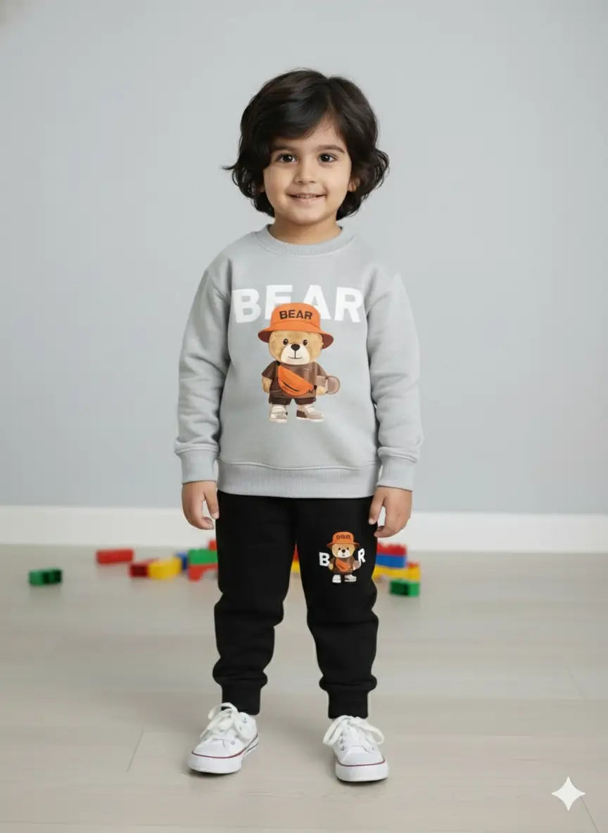 2 Pcs Boy's Fleece Printed Tracksuit