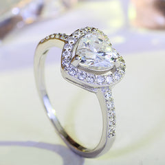 Heart-Shaped Love Ring Zircon Female Fashion Jewelry