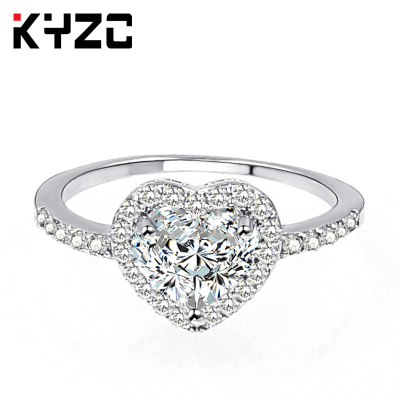 Heart-Shaped Love Ring Zircon Female Fashion Jewelry