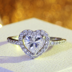 Heart-Shaped Love Ring Zircon Female Fashion Jewelry