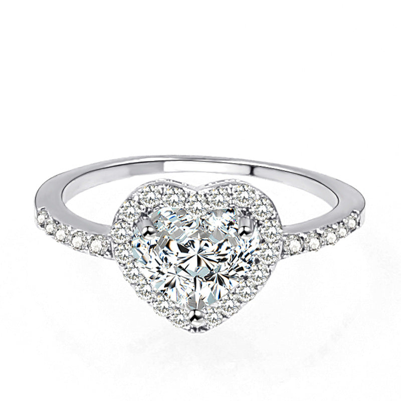 Heart-Shaped Love Ring Zircon Female Fashion Jewelry