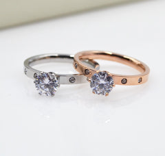 Rose Gold Women's Titanium Steel Drill Ring