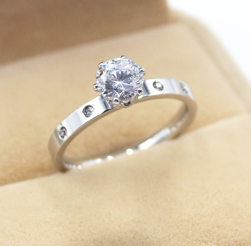 Rose Gold Women's Titanium Steel Drill Ring