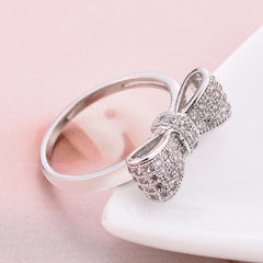 Women Zircon Bow Ring White Affordable Daily Wear Jewelry