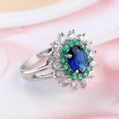 Zircon Jewelry Ring Blue Green New Stock