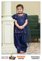 3 Pcs Girl's Dhanak Embroidered Unstitched Suit