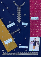 3 Pcs Girl's Dhanak Embroidered Unstitched Suit