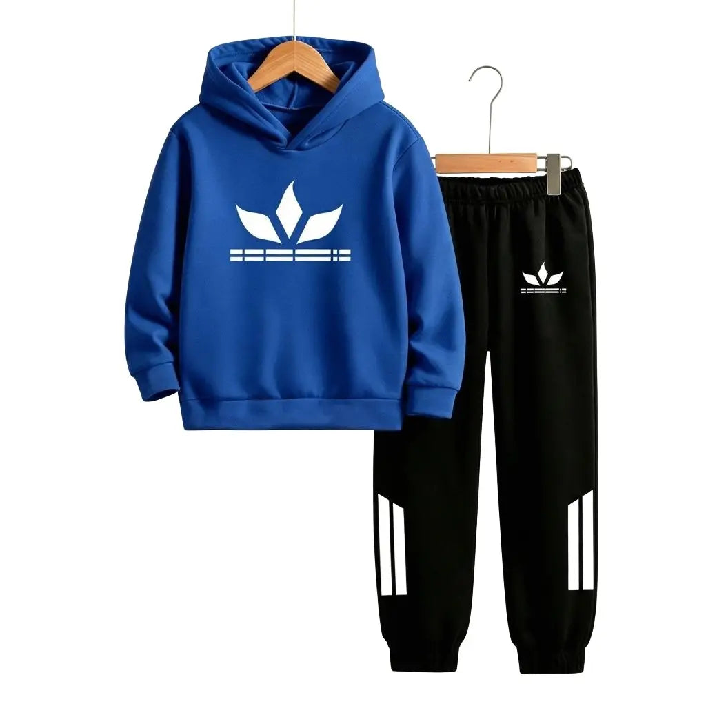 2 Pcs Kid's Fleece Printed Hoodie Tracksuit