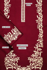 Maroon Embroidered Dhanak Suit for Women 2024