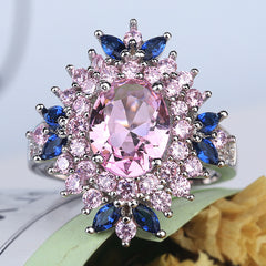 Men Flower Zircon Ring Korean Style Daily Wear