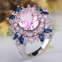 Men Flower Zircon Ring Korean Style Daily Wear