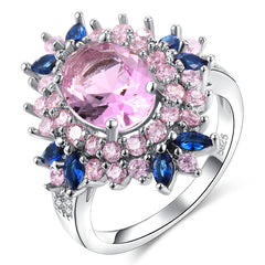 Men Flower Zircon Ring Korean Style Daily Wear