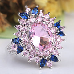 Men Flower Zircon Ring Korean Style Daily Wear