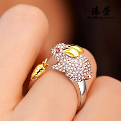 Platinum Plated Chicken Zodiac Ring Korean Style