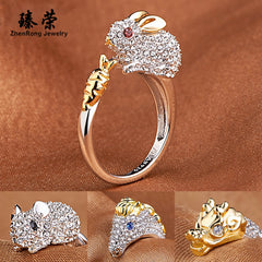 Platinum Plated Chicken Zodiac Ring Korean Style