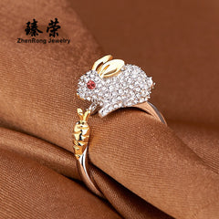 Platinum Plated Chicken Zodiac Ring Korean Style