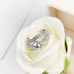 White Zircon Couple Ring Set for Women