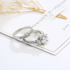 White Zircon Couple Ring Set for Women
