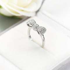 Women Zircon Bow Ring White Affordable Daily Wear Jewelry
