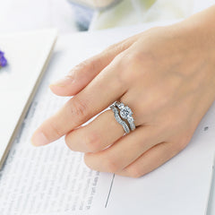 White Zircon Couple Ring Set for Women
