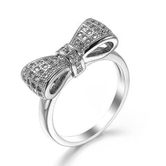 Women Zircon Bow Ring White Affordable Daily Wear Jewelry
